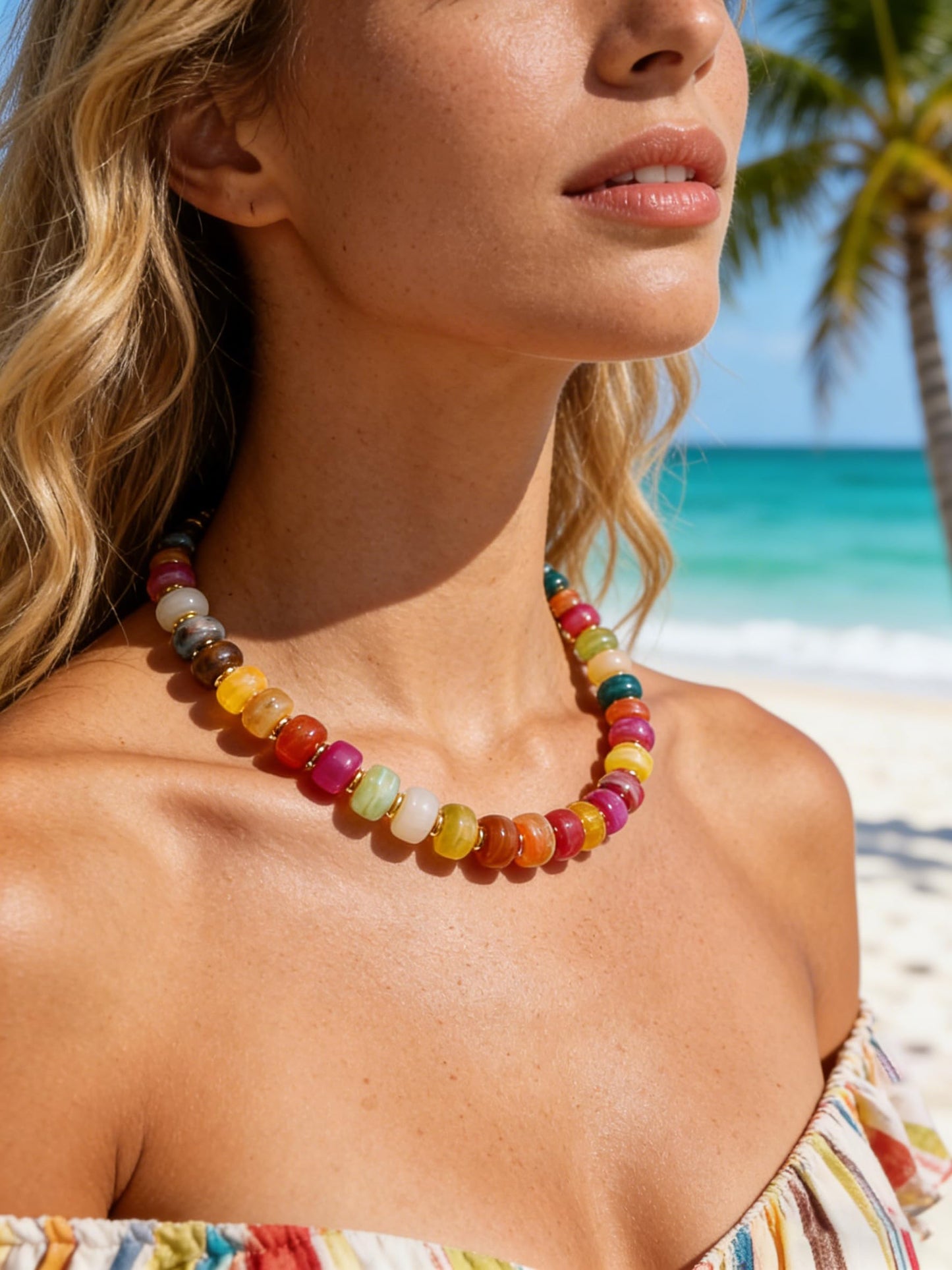 joymiao Chunky Necklaces for Women Big Beaded Necklace Colorful Beaded Necklaces Charm Necklace Beach Summer Jewelry Accessories