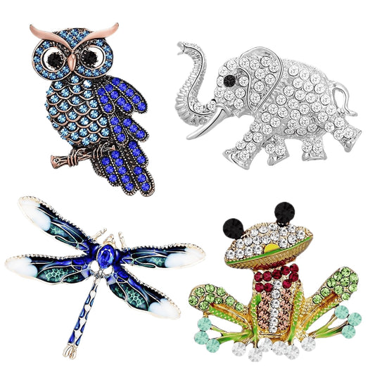 Lecqizu 4 Pcs Vintage Crystal Brooch Set for Women – Elegant Rhinestone Pins for Coats, Dresses, Scarves – Retro Brooch Jewelry for Girls & Women