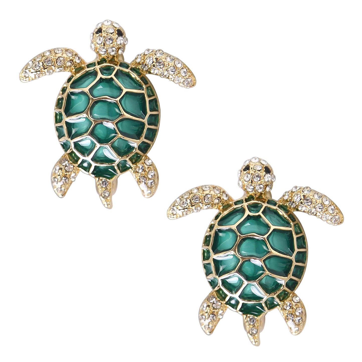 Sea Turtle Brooch Pins for Women - 2Pcs Crystal Rhinestones Marine Animals as Lovely Sea Animal Lapel Pins with Gold Tone - Great for Wife,Sisters, Friends,Daily Wear or Dating