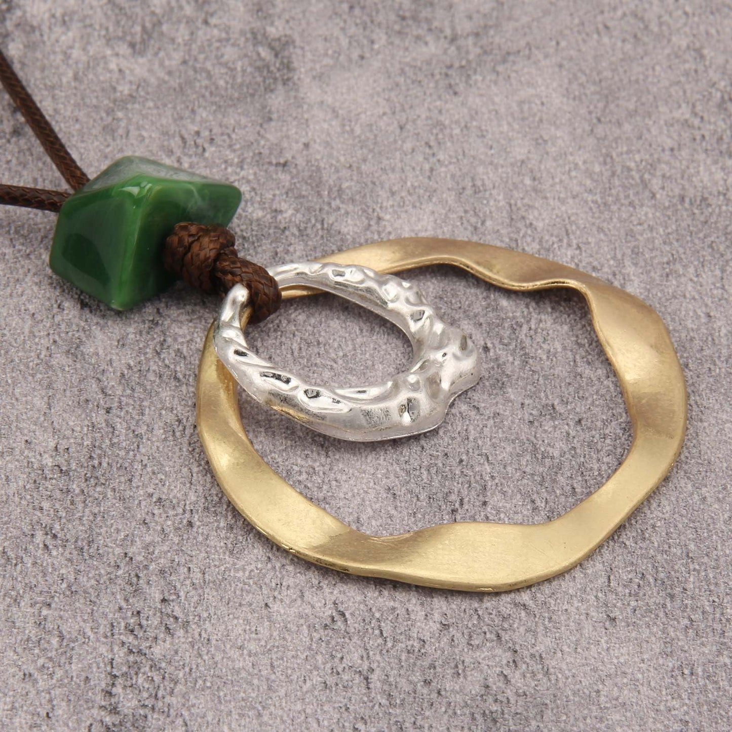 joymiao Chunky Boho Necklace Bohemian Pendant Necklace for Women with Large Silver Gold Circle Pendant Hippie Choker Boho Jewelry Accessories