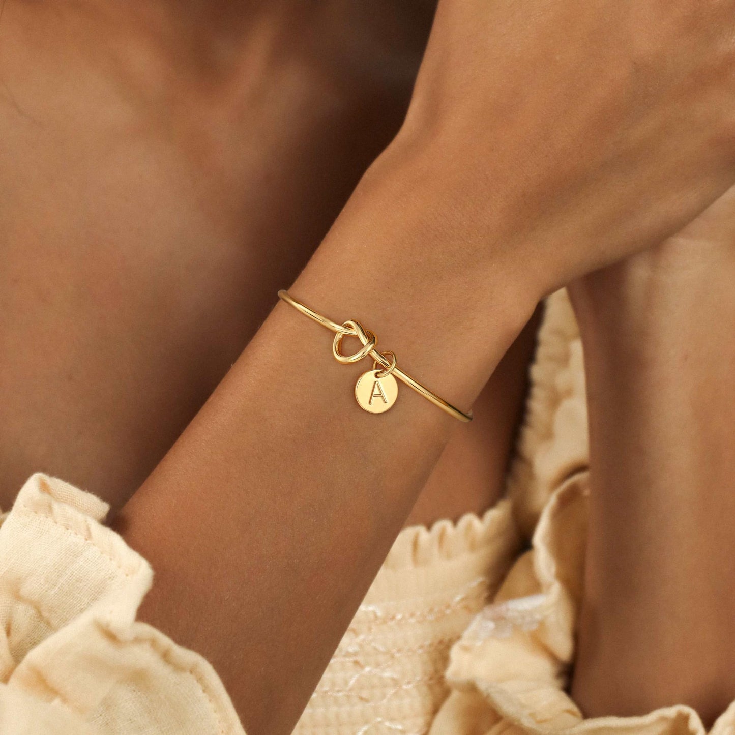 Turandoss Initial Bracelets for Women - Dainty Knot Letter A Initial Bracelet Personalized Cuff Bangle Bracelet for Women Jewelry Gifts