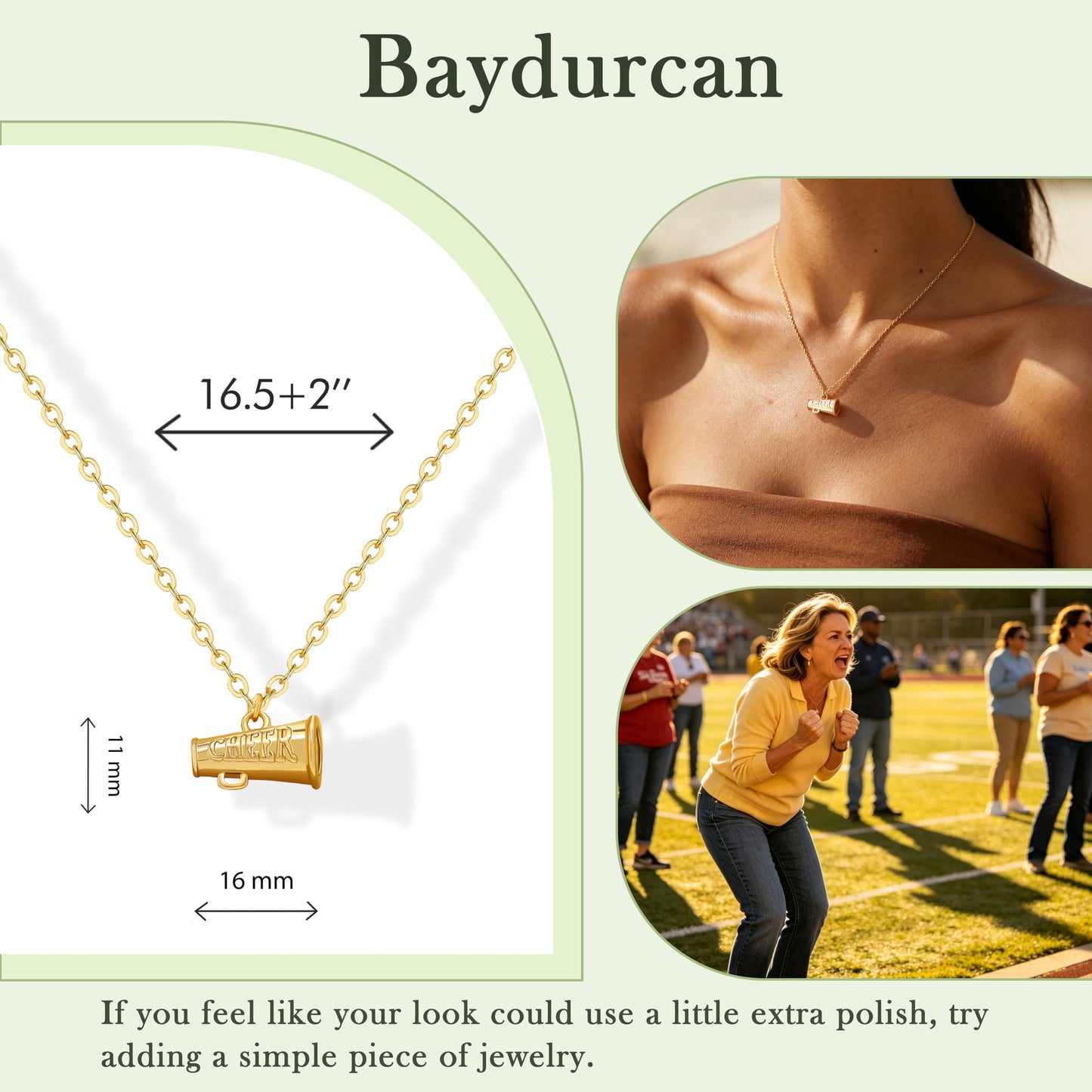 Baydurcan Cheer Mom Necklace for Women, Cheerleading Pendant Jewelry, Cheer Mom Essentials Gifts Inspirational Cheerleader Gift for Mother