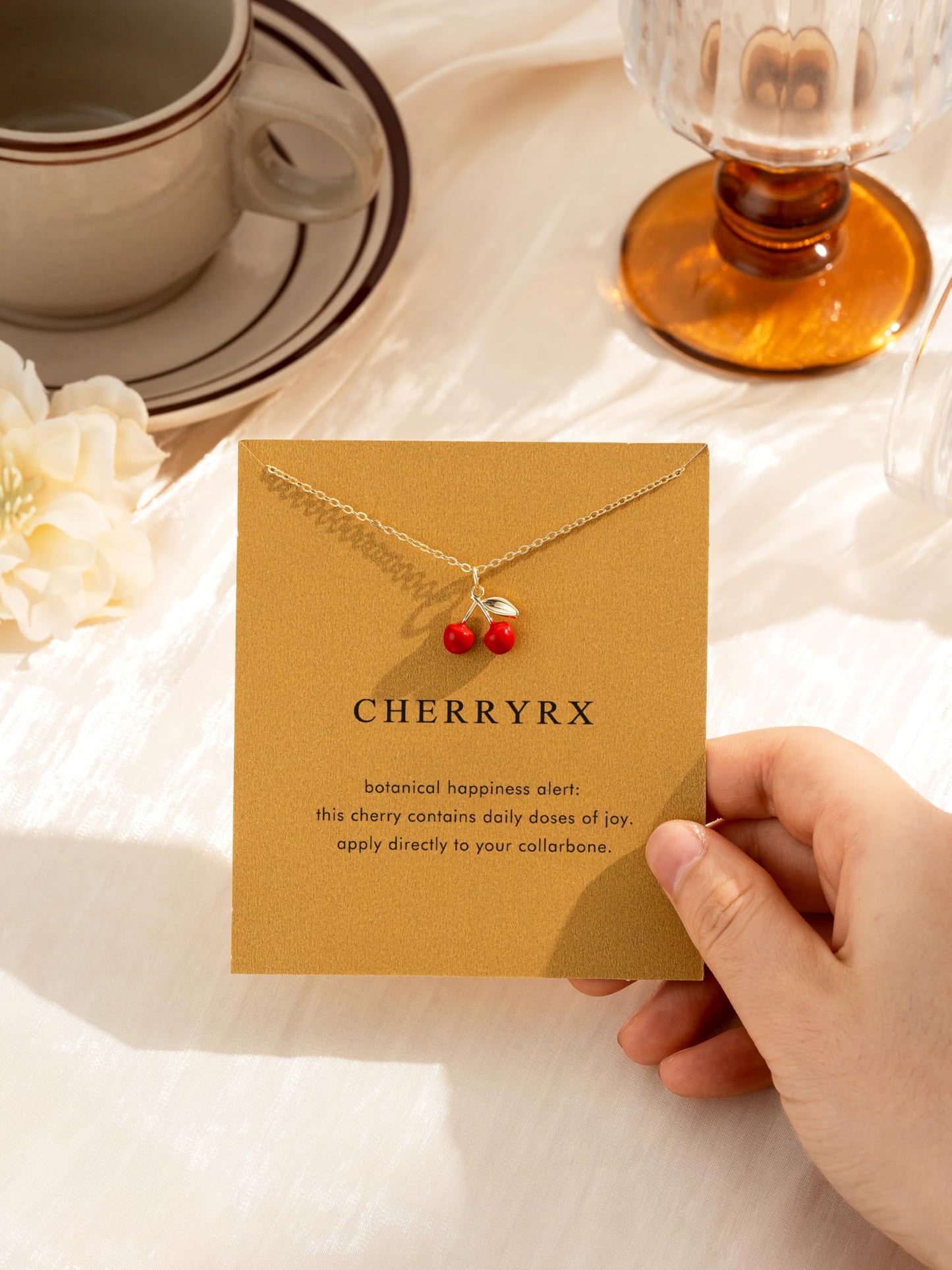 OBSUN Cherry Necklace for Women Red Cherry Charm Gifts for Her Friends Female Red Necklace (cherry)