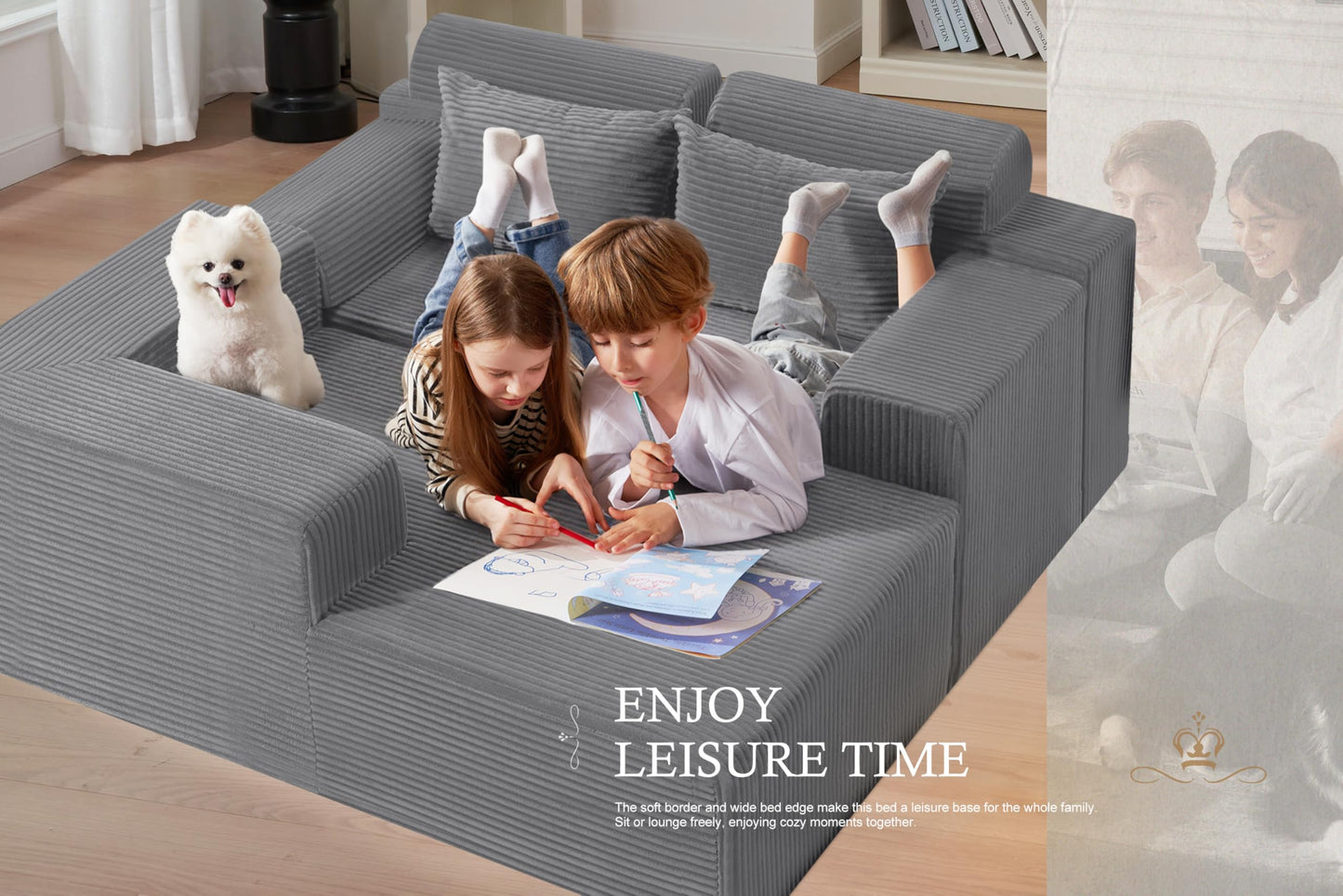 HABUTWAY Sectional Couches for Living Room,No Assembly L Shaped Couch 105" Modular Sectional Sofa Couch with Deep Seat,Cloud Couches Furniture Sets for Apartment,Corduroy (Light Grey, Left Facing)