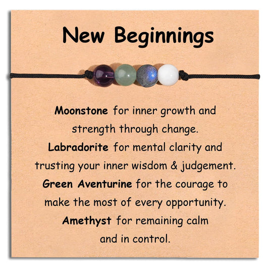 Korotho New Beginnings Gifts for Women, Divorce Gifts Christmas Crystal Bead Gift Inspirational Encouragement for Friends, Divorced Breakup Get Well Present for Women Spiritual Bracelets for Her