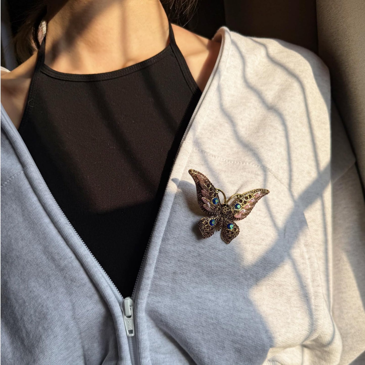 4Pcs Colorful Butterfly Brooch Pins for women, Fashion Women's enamel Crystal Rhinestone Butterfly Brooches Pin set for Clothes Dresses (1)
