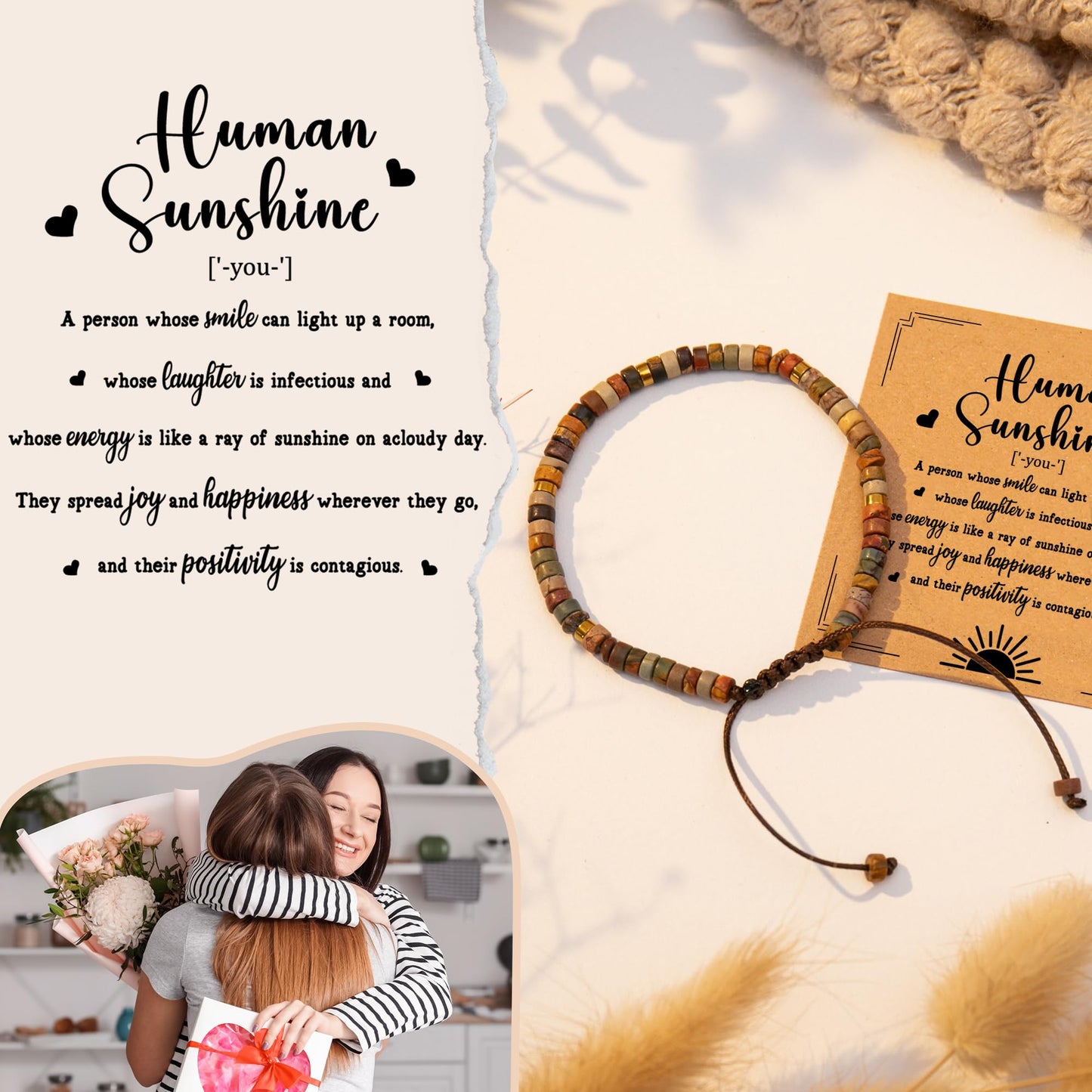 ZOKCC Inspirational Bracelets Gifts for Women - Healing Natural Stone Bracelets - Appreciation Inspirational Thank You Gifts for Coworker Teacher Employee Nurse Friends Sister Mom Aunt