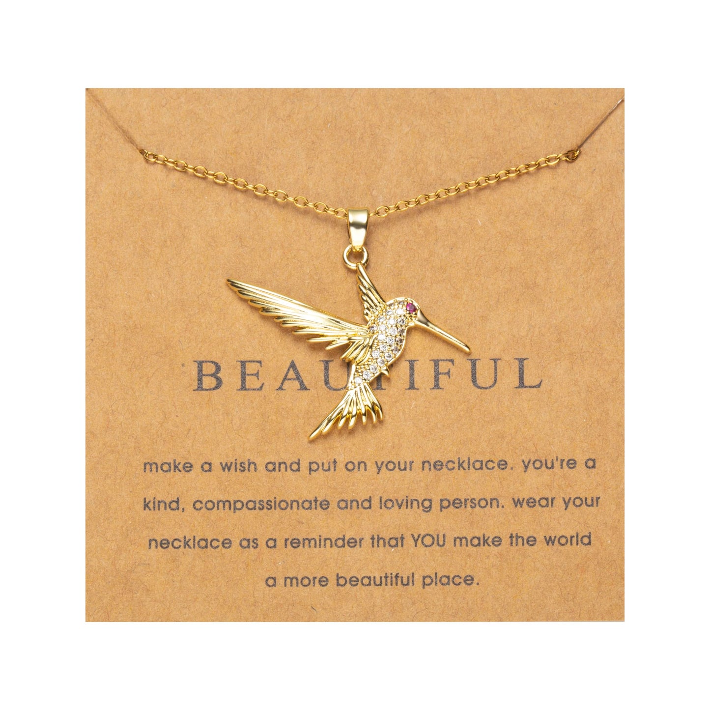 ZKJTEARY Hummingbird necklace for Women Trendy Dainty 18k Gold Plated Cubic zirconia Charm Pendent Necklace Minimalist Delicate Hummingbird Jewelry for Women Valentine Christmas Gift (hummingbird)