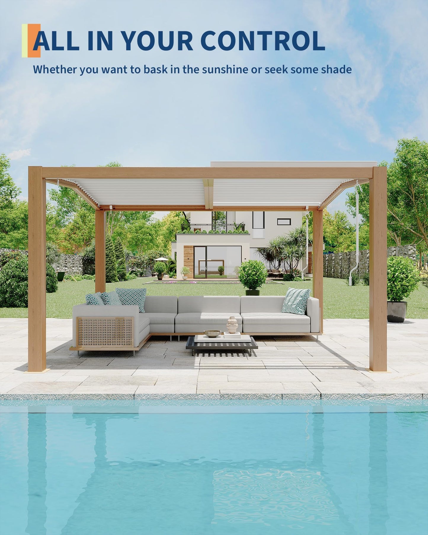 Garvee 11x13ft Louvered Pergola - Outdoor Pergolas with Adjustable Louvered Roof, Reinforced Aluminum Frame, Integrated Drainage System, Outdoor Gazebo for Deck, Patio, Backyard and Garden