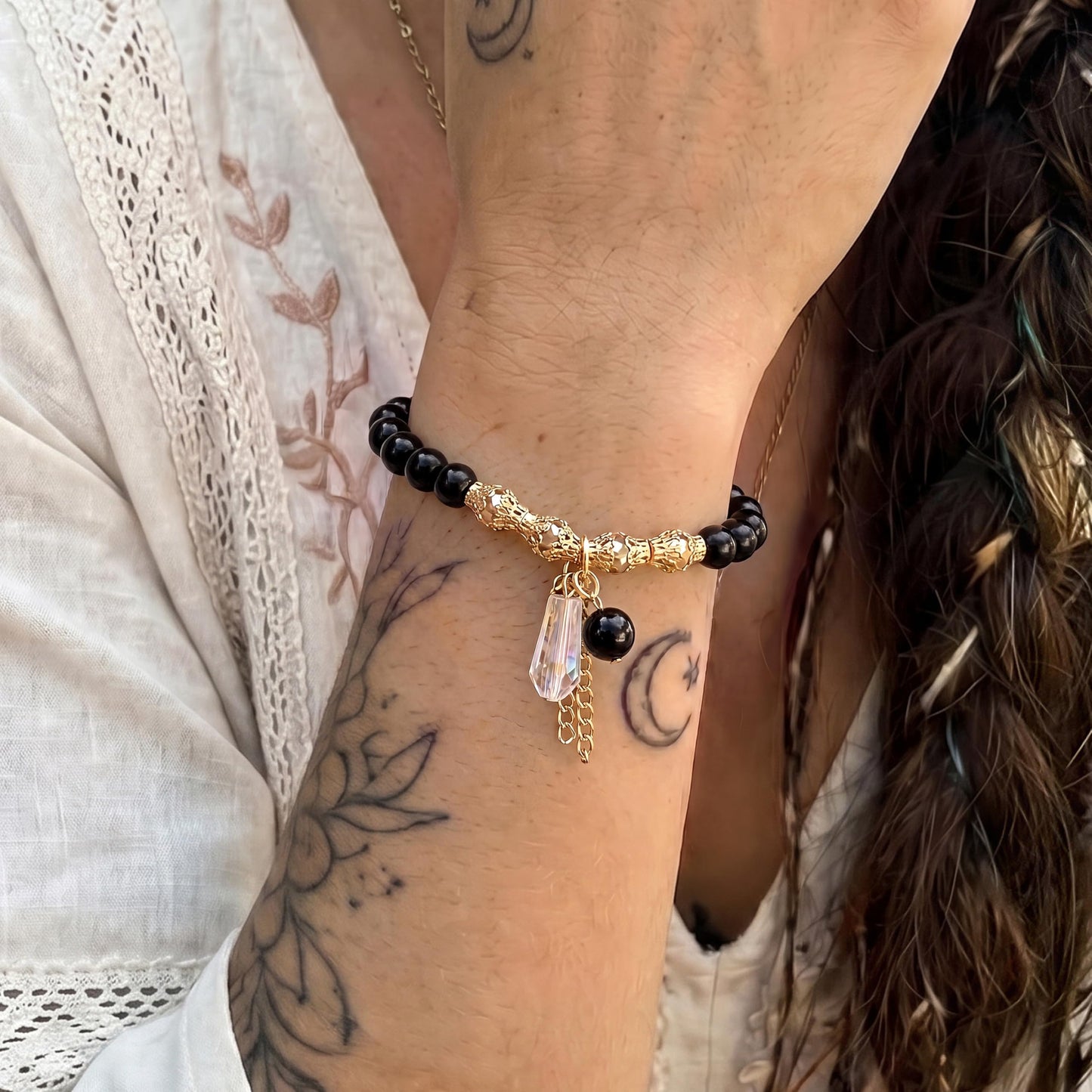 Tungary 4Pcs Beaded Bracelets for Women Bohemian Bracelet Stacks Handmade Natural Stone Stretch Bracelets Multi-Color Daily Wear Accessories Summer Beach Boho Jewelry Gift Purple Bracelet Set