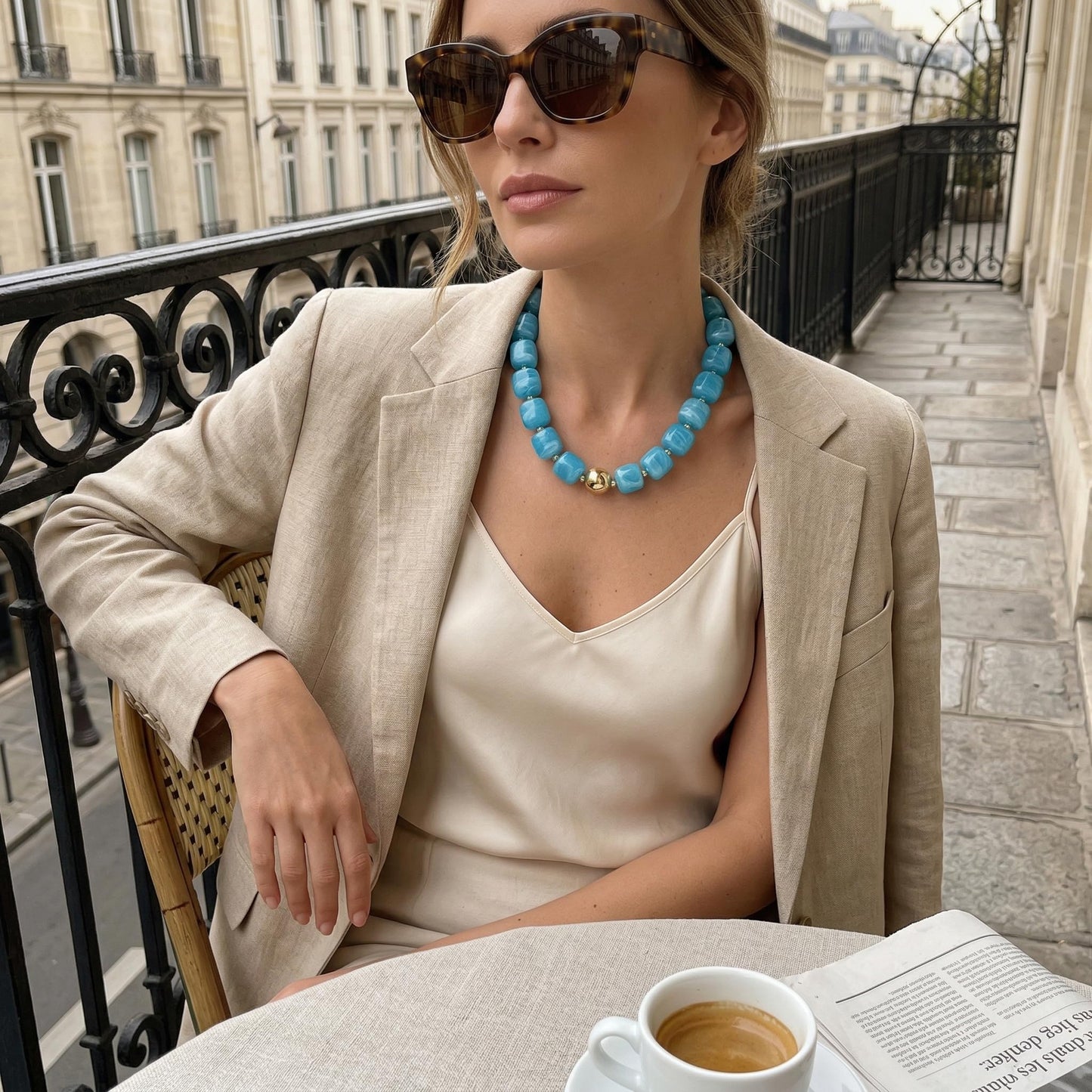BREPINE Light Blue Chunky Necklaces for Women Multicolored Large Square Resin Beads Necklace Trendy Bold Statement Beaded Summer Candy jelly Vacation Choker