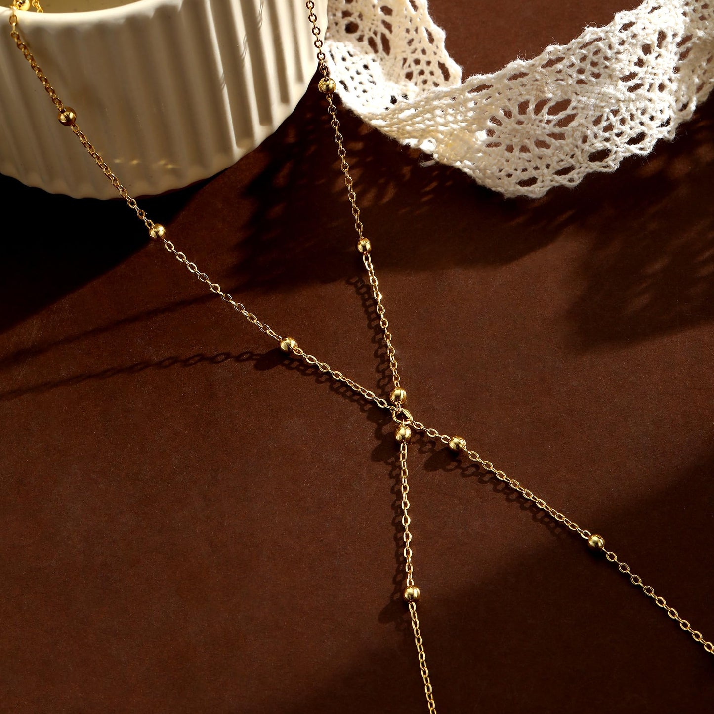 JIKASI 14K Gold Plated Waist Chain for Women Dainty Layered Belly Chain Beaded Body Chain Belt Set Waterproof Summer Beach Bikini Jewelry Accessories Adjustable Waist Beads Gift