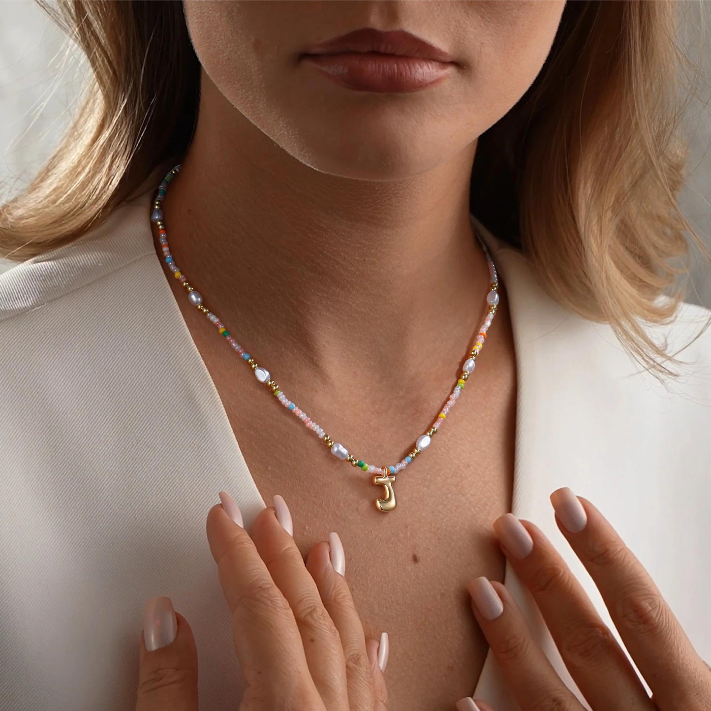 Ritach Initial Necklaces for Women Jewelry - Letter T Necklace Colorful Initial Necklaces for Women Beaded Boho Necklace Summer Beach Jewelry