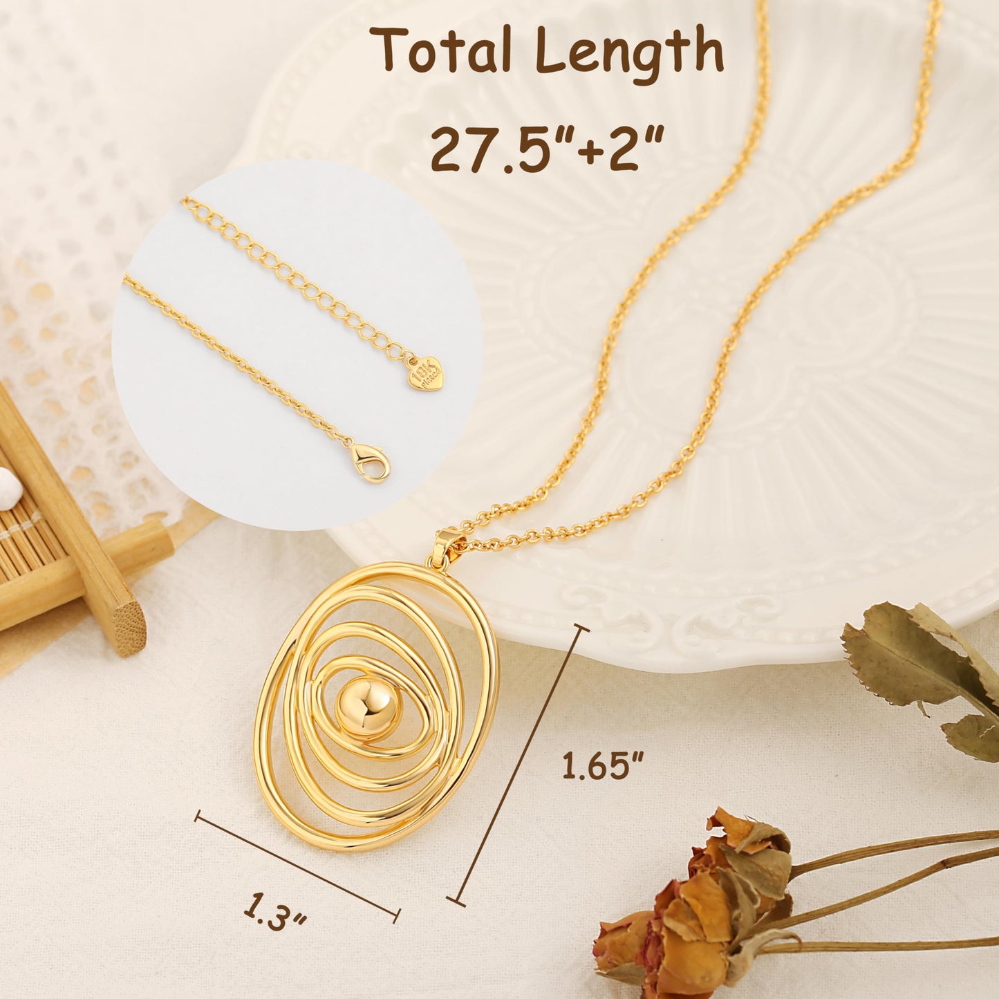 CANEVINKA 18K Gold Plated Evil Eye Oval Pendant Necklace Long Chain Link Sweater Necklace Layering Jewelry for Women