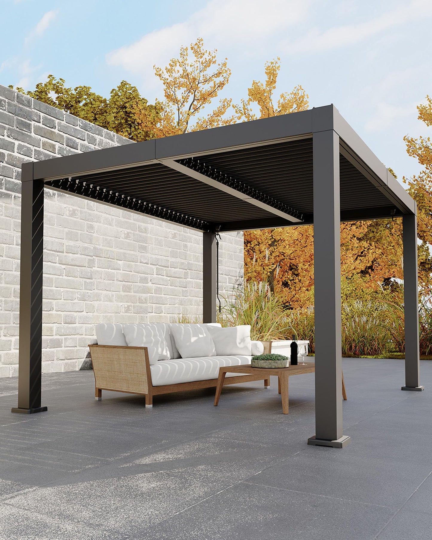 Garvee 10x12ft Louvered Pergola - All-Aluminum Outdoor Pergolas with Adjustable Louvered Roof, Integrated Drainage System, Outdoor Gazebo for Deck, Patio, Backyard and Garden, Gray