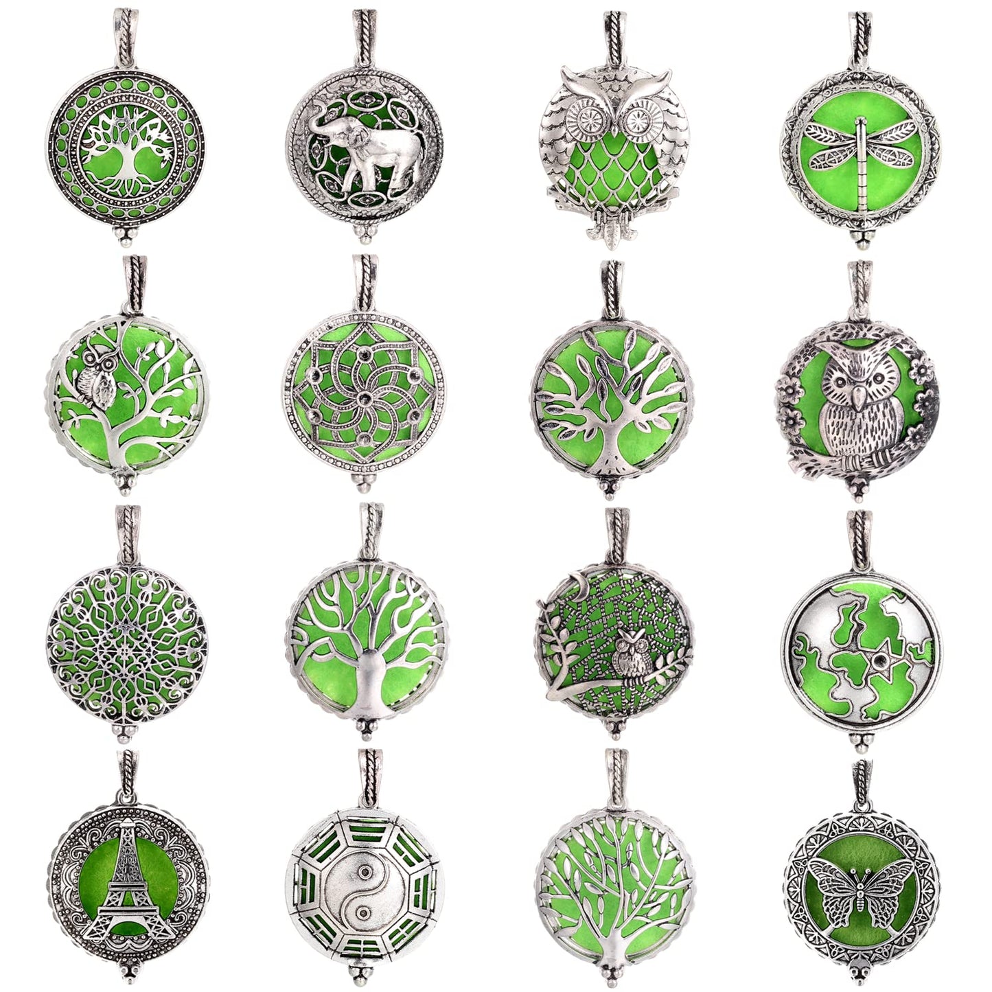 Vie jeune Mixed Aroma Diffuser Locket Pendants Set, Essential Oil Diffuser DIY Necklace Jewelry Making Craft, Bulk Aromatherapy Diffuser Charms Gifts for Women (Random 8pcs Aroma Diffuser)