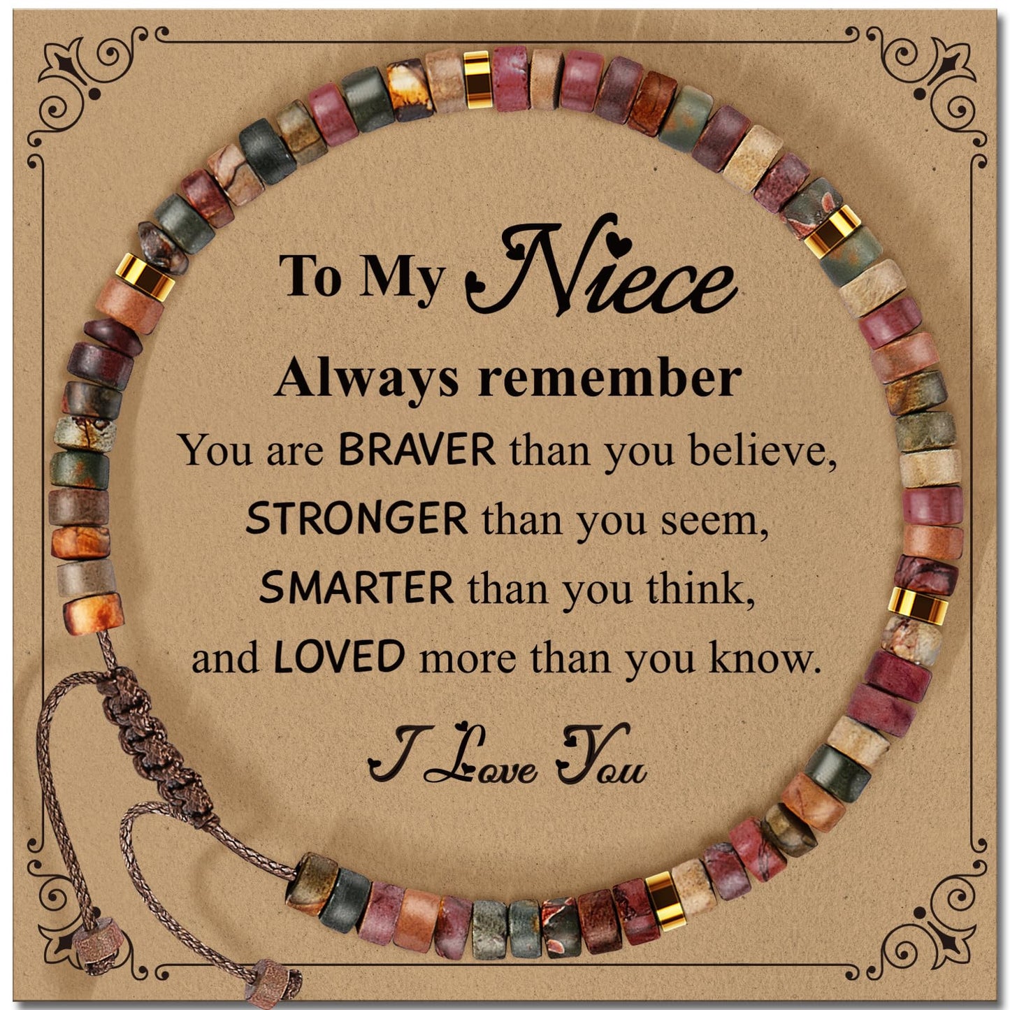 ZOKCC Niece Bracelets Gifts from Auntie Healing Natural Stone Beads Bracelets - Inspirational Mothers Day Christmas Birthday Gifts for Niece