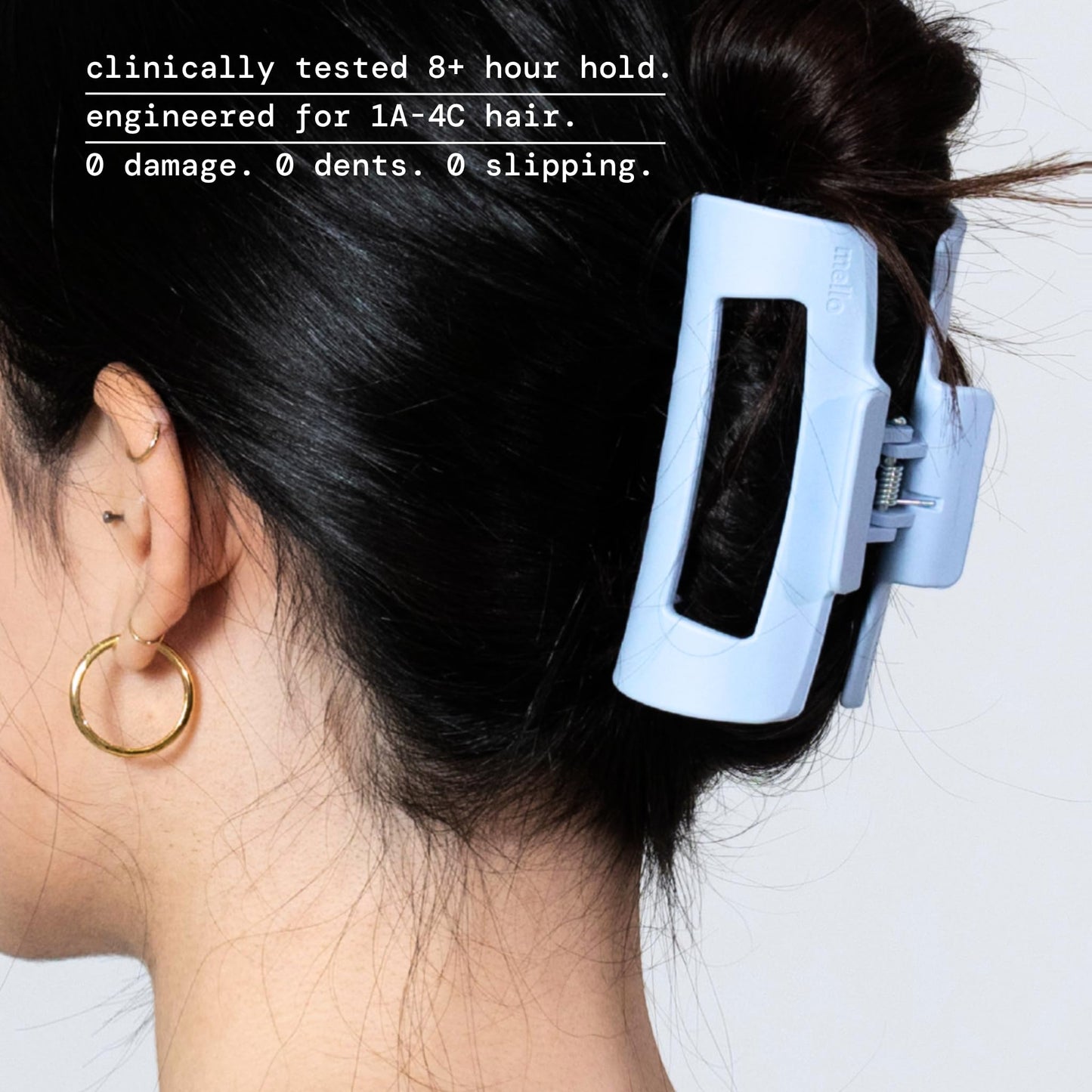 The Original Mello Hair Claw Clip Squishy Claw Clip Made in Korea Patent Pending 30021976 (Light Blue, Medium)