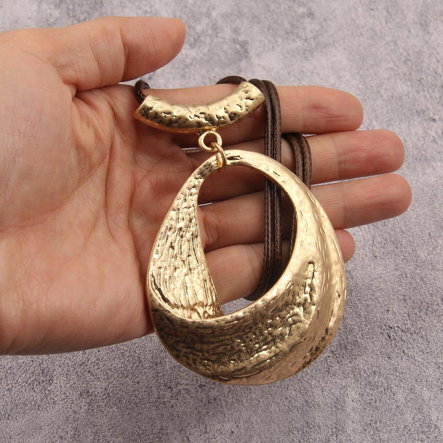joymiao Boho Pendant Necklace for Women Vintage Long Chunky Bohemian Necklace with Large Gold Pendant Hippie Choker Necklaces