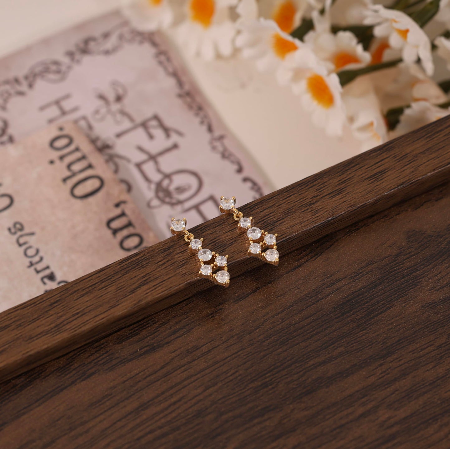 Wedding Drop Earrings for Women,Dainty 14k Gold Plated Dangle Earrings Formal Bridal Gold Earrings for Women Trendy Cute Prom Dangling Earrings Gold Jewelry