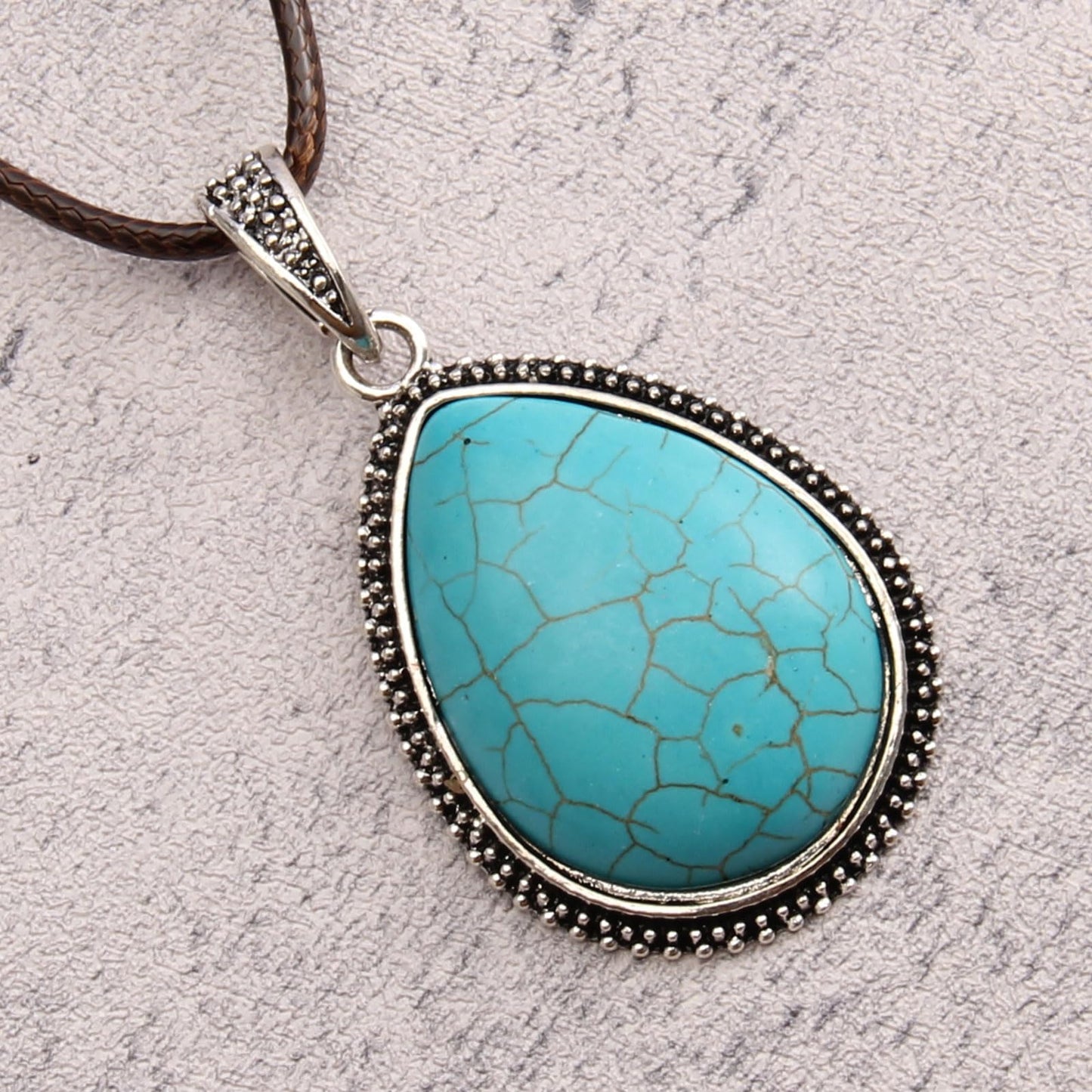 joymiao Boho Pendant Necklace for Women Leather Cord Necklace Cowgirl Sweater Necklace Hippie Choker Necklace Turquoise Jewelry for Teen Girl Gifts
