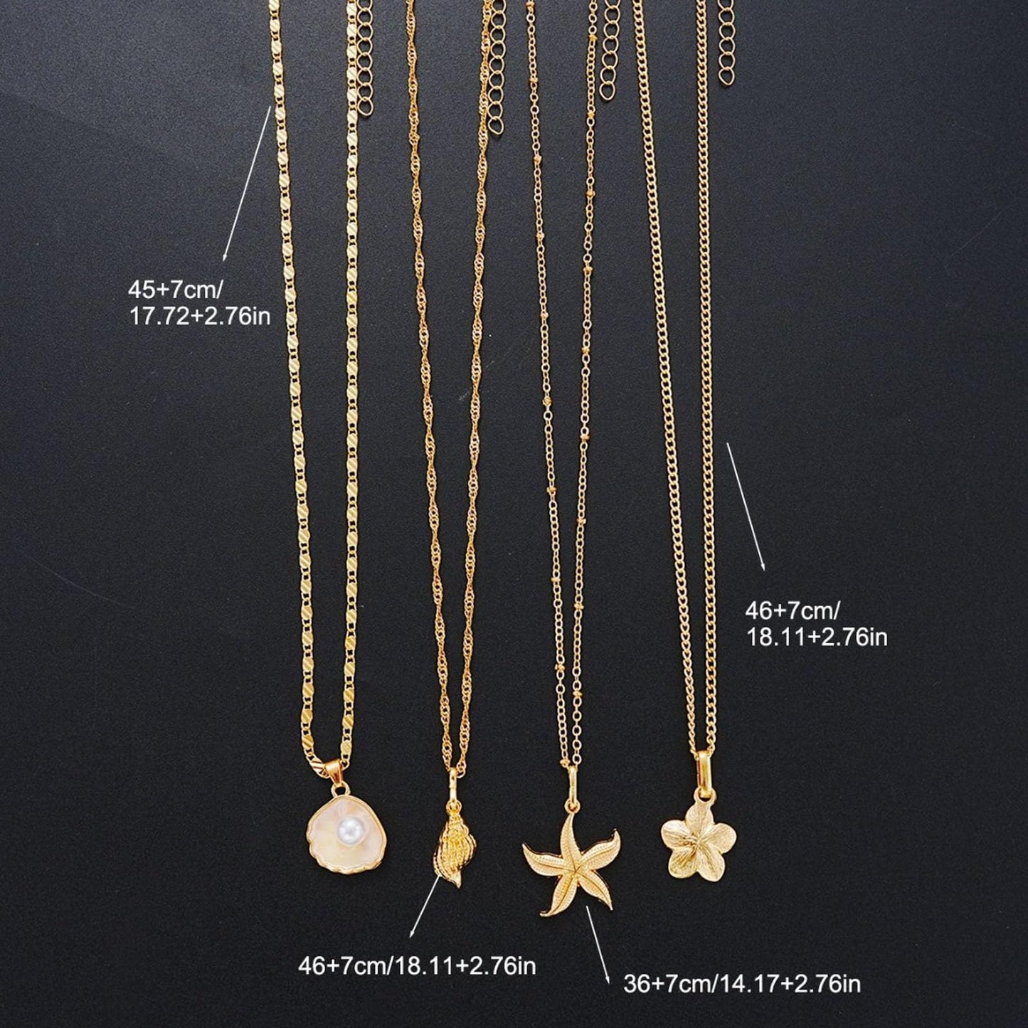 Gold Starfish Shell Necklace for Women Boho Layered Seashell Conch Shell Pearl Pendant Necklaces Set Bohemain Starfish Beach Necklaces Stack Beachy Summer Jewelry Outfits Accessories