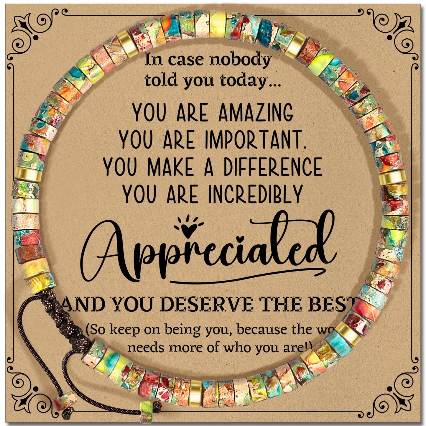 ZOKCC Inspirational Gifts Bracelets for Women: Healing Natural Stone Beads Bracelets - Appreciation Thank You Gifts for Coworkers Teacher Boss Nurse Employee Friend Farewell