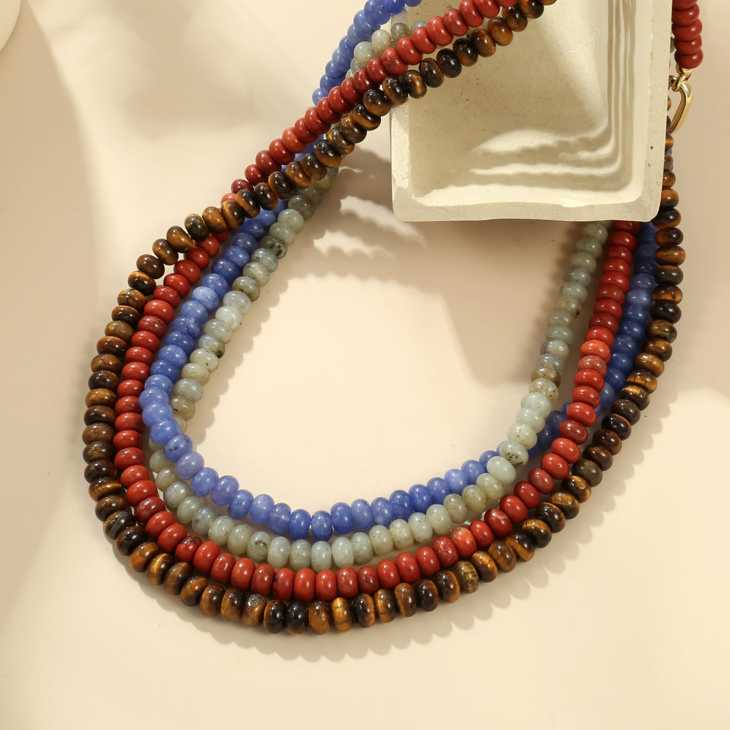 CONRAN KREMIX Tiger Eye Stone Beaded Necklace for Women,Natural Stone Bead Choker Necklaces Boho Summer Beach Necklace Gemstone Jewelry Gift for Women