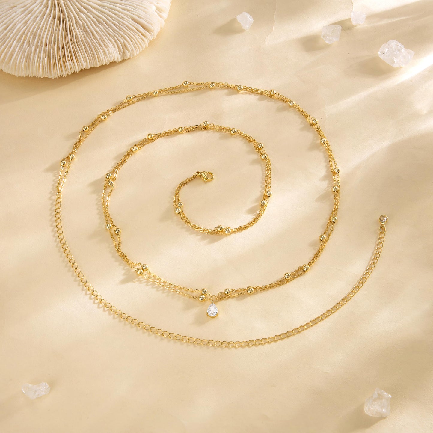 CHESKY Gold Waist Beads, Dainty 14k Gold Plated Waist Chain Non Tarnish CZ Pendant Body Chain Jewelry for Women Hypoallergenic Belly Chain Waterproof Gold Belly Button Ring Jewelry for Women