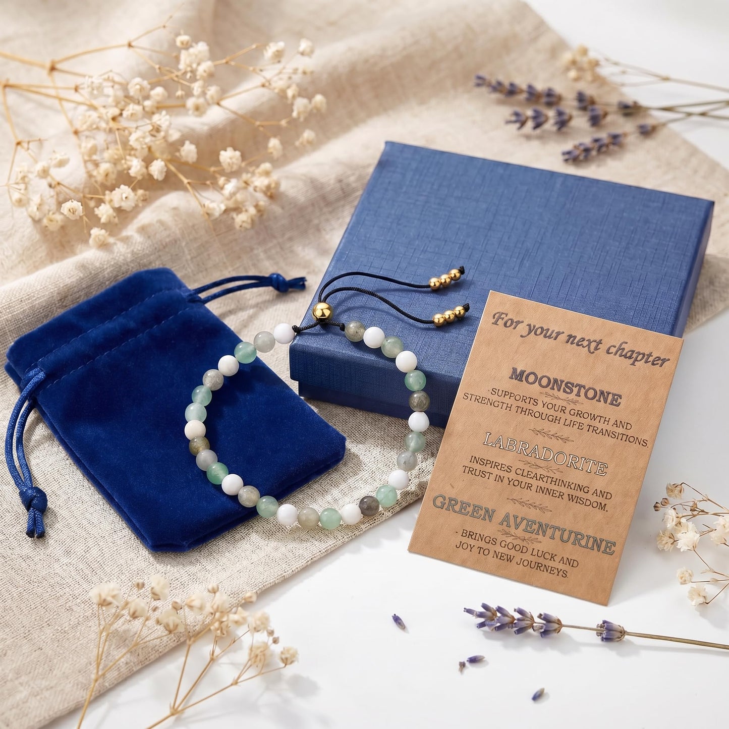 NUKAYAI Retirement Gifts for Women Friends Farewell Going Away Gifts for Coworkers Leaving Divorce Graduation Gift for Women Sister Daughter Bracelets Healing Crystals Bracelet for Your Next Chapter