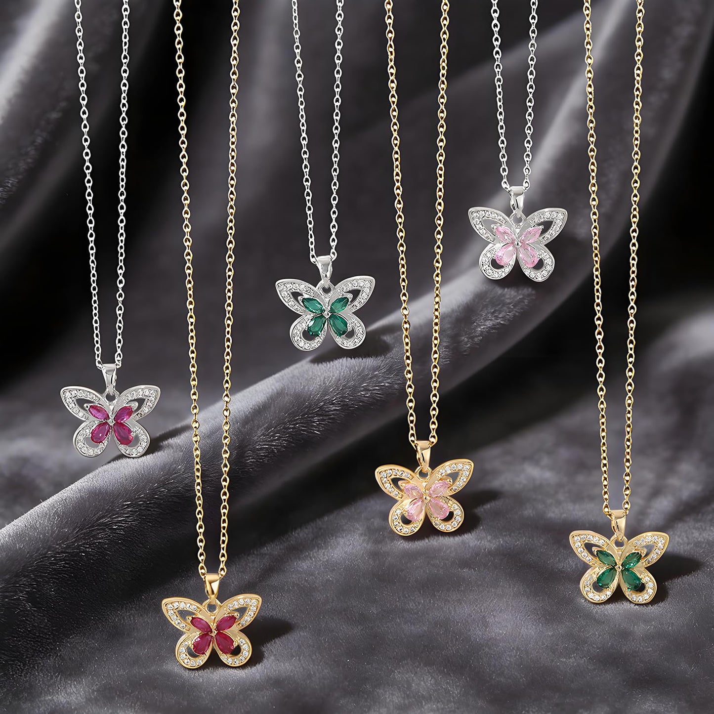 crataly Rose Quartz Butterfly Necklace For Women-Gold Plated October Birthstone Necklace For Valentine's Day Mother's Day Christams Birthday Gifts