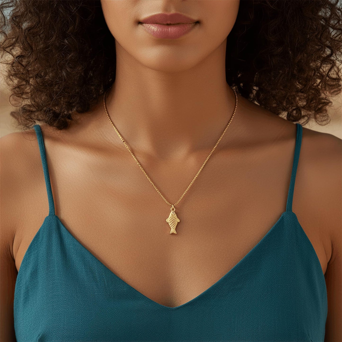 SHINYY Fish Necklaces for Women | 18K Gold Plated Summer Beach Pendant l Charm Ocean Jewelry for Her (Style 3)