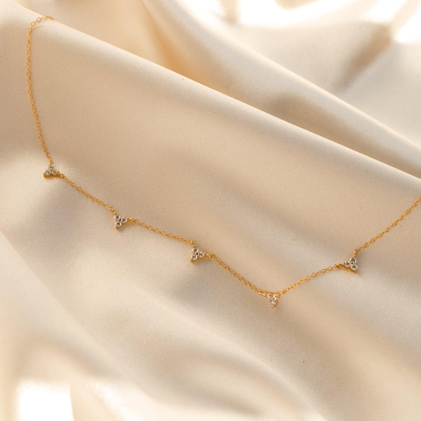 CUEZIY Dainty 14K Gold Plated Necklaces for Women Station Choker Necklace Cubic Zirconia Simulated Necklace Simple Cute Layering CZ Necklace Trendy Jewelry Gifts