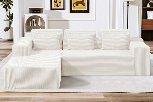 HABUTWAY Sectional Couches for Living Room,No Assembly L Shaped Couch 105" Modular Sectional Sofa Couch with Deep Seat,Cloud Couches Furniture Sets for Apartment,Corduroy (Beige, Left Facing)