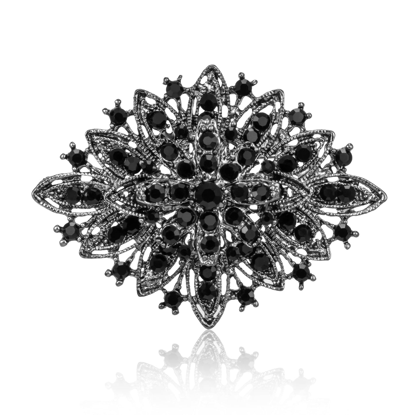 HAISWET Vintage Art Deco Crystal Rhinestone Brooch Pin for Women Black