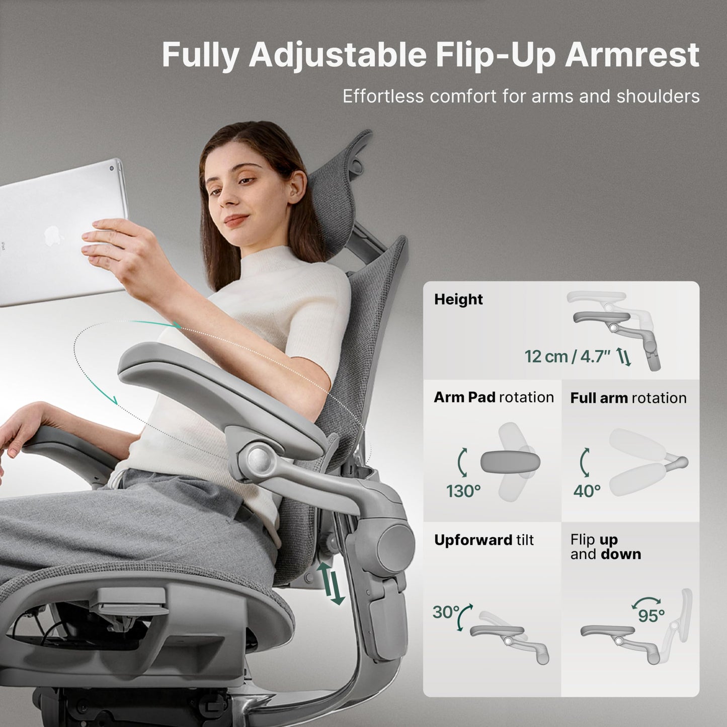 HINOMI H2 Pro Premium Ergonomic Office Chair - Comfy Home Office Desk Computer Chair with Adjustable Back Support, Swivel Wheels, Flip-up Arms, Comfortable Mesh Seat for Desk Work (Green)