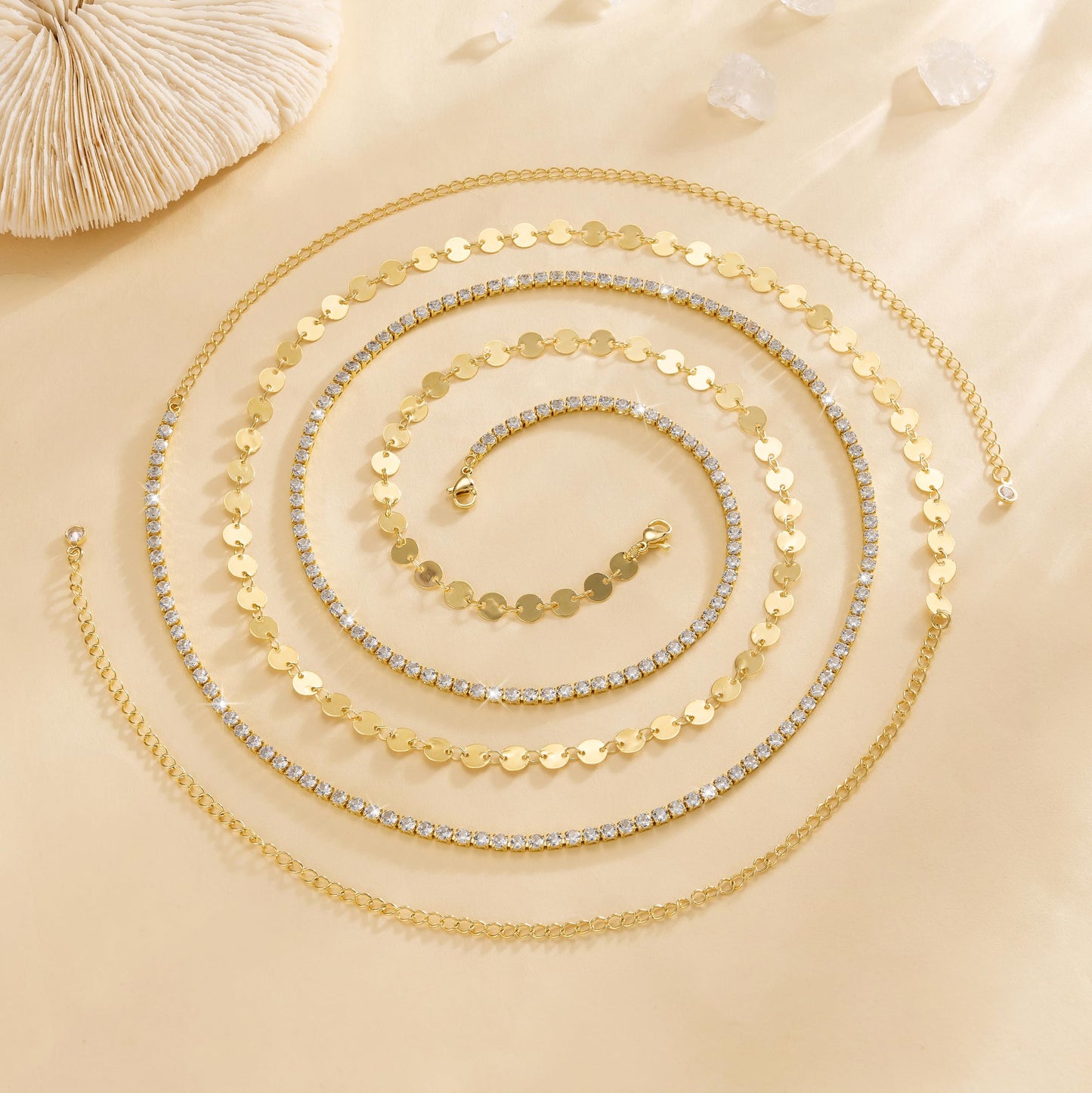 CHESKY Waist Chain, 14K Gold Plated Body Chains Jewelry for Women Adjustable Dainty Waist Beads Waterproof Belly Chain Gold Belly Button Ring Gold Chain Belt CZ Beach Jewelry for Women Gifts