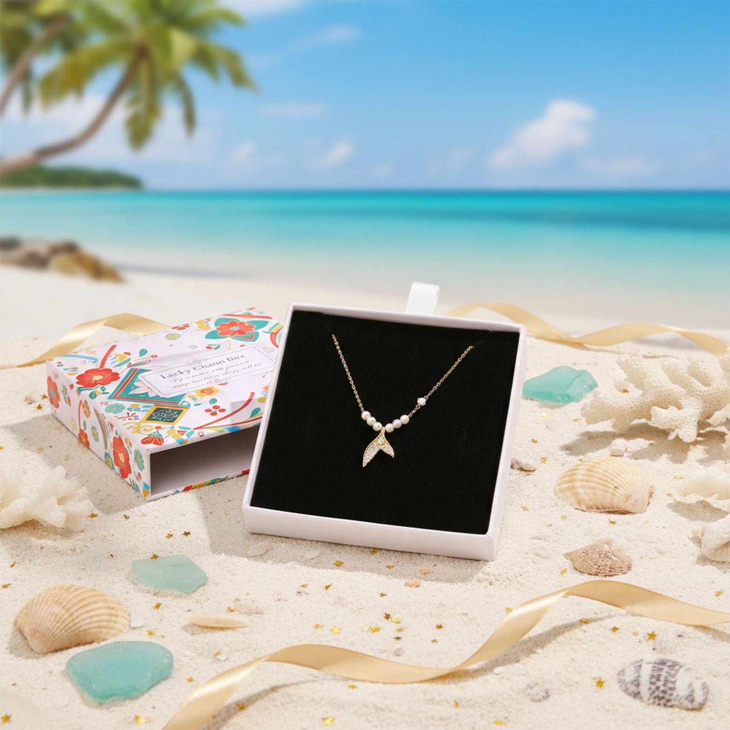 GLUBU Fish Necklace for Women Natural Pearl Necklace Mermaid Summer Beach Necklaces for Women Sea Jewelry Elegant Pearl Choker Necklaces for Women Summer Necklace Gift