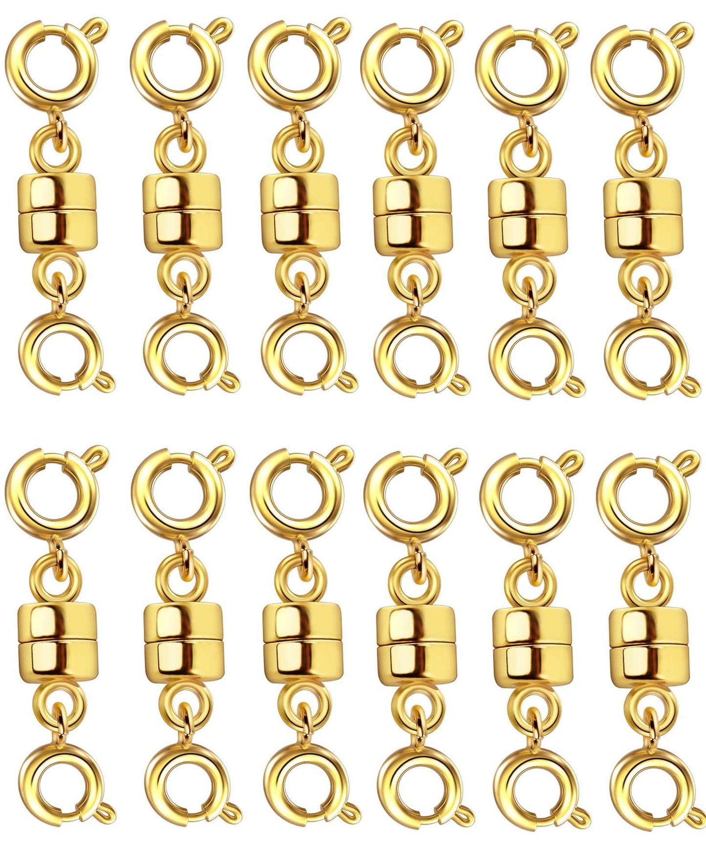 Dailyacc Magnetic Necklace Clasps and Closures, Double Open Bracelet Extender for Jewelry Converters Clasp (6 Gold, 6 Silver)