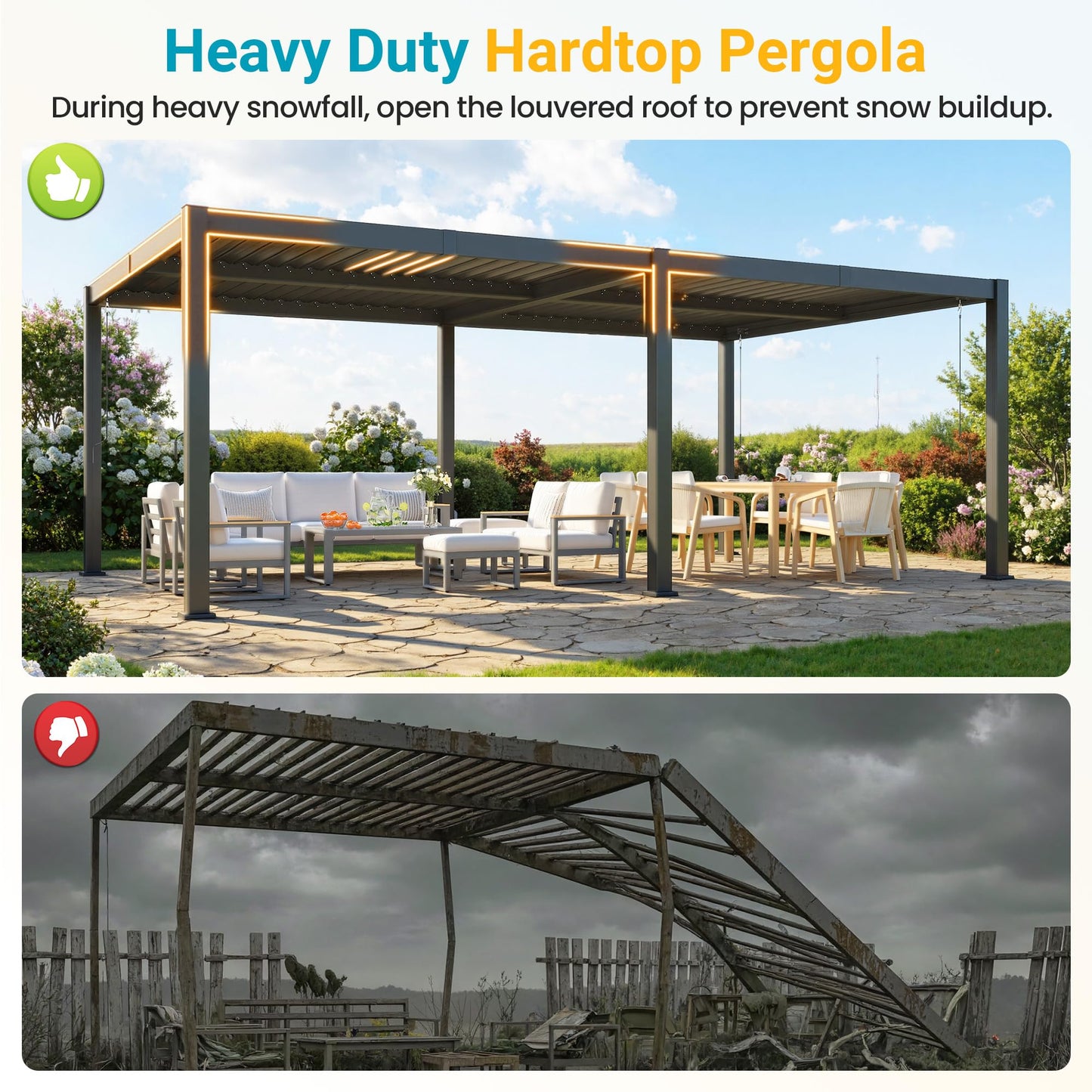 Louvered Pergola, 12' x 20' Outdoor Pergola, Metal Patio Gazebo with Adjustable Louvers Roof and Gutter System, Metal Hardtop Gazebo for Patio, Backyard, Deck, Garden, Dark Gray