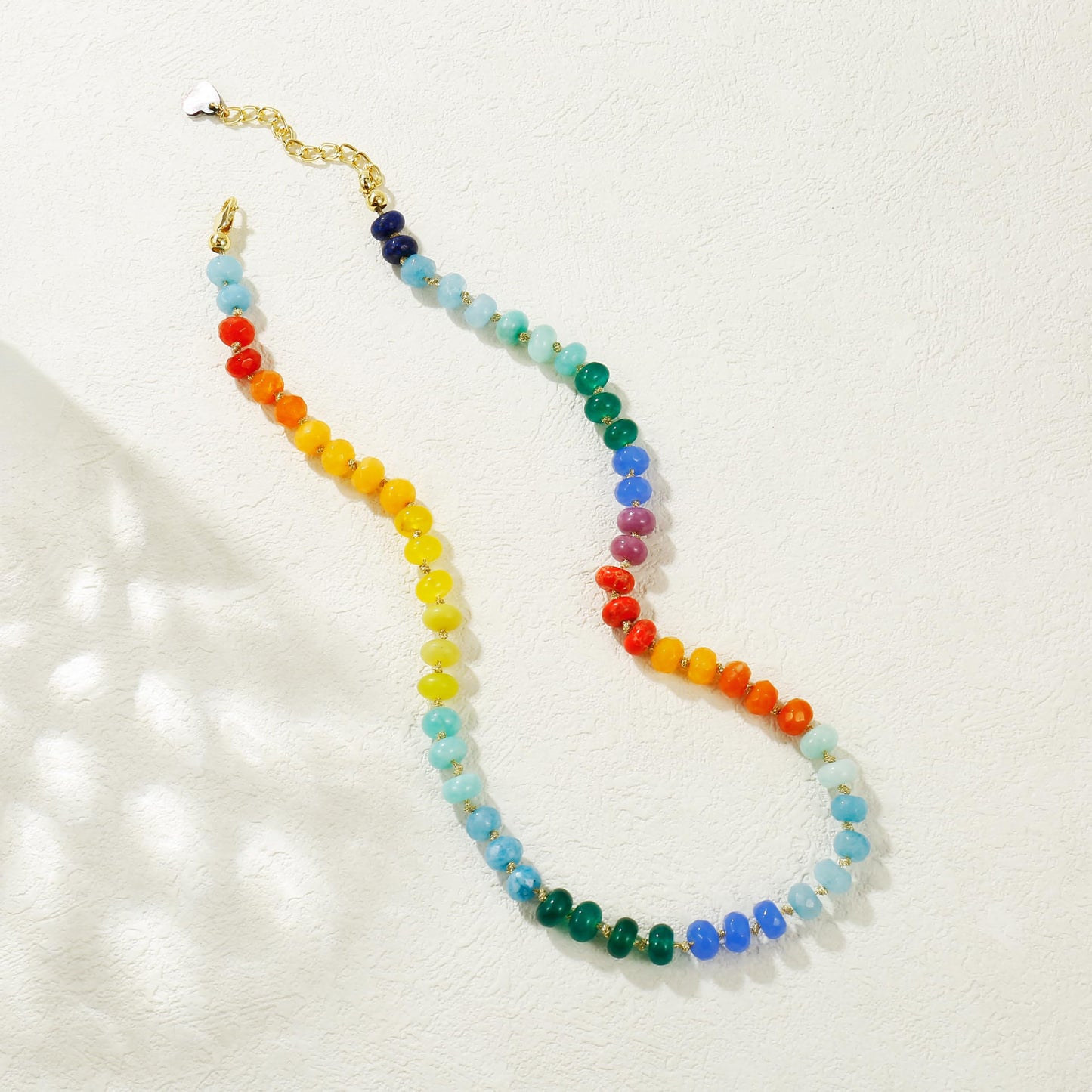 Gemstone Beaded Necklace for Women Colorful Natural Stone Freshwater Pearl Surfer Beach Rainbow Necklace Jewelry Gift (colorful -05)