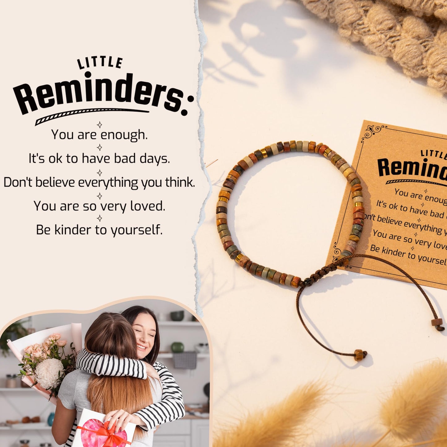 ZOKCC Inspirational Gifts Bracelets for Women - Healing Natural Stone Bracelets - Cheer Up Get Well Soon Gifts for Women Friends Sister Bestie