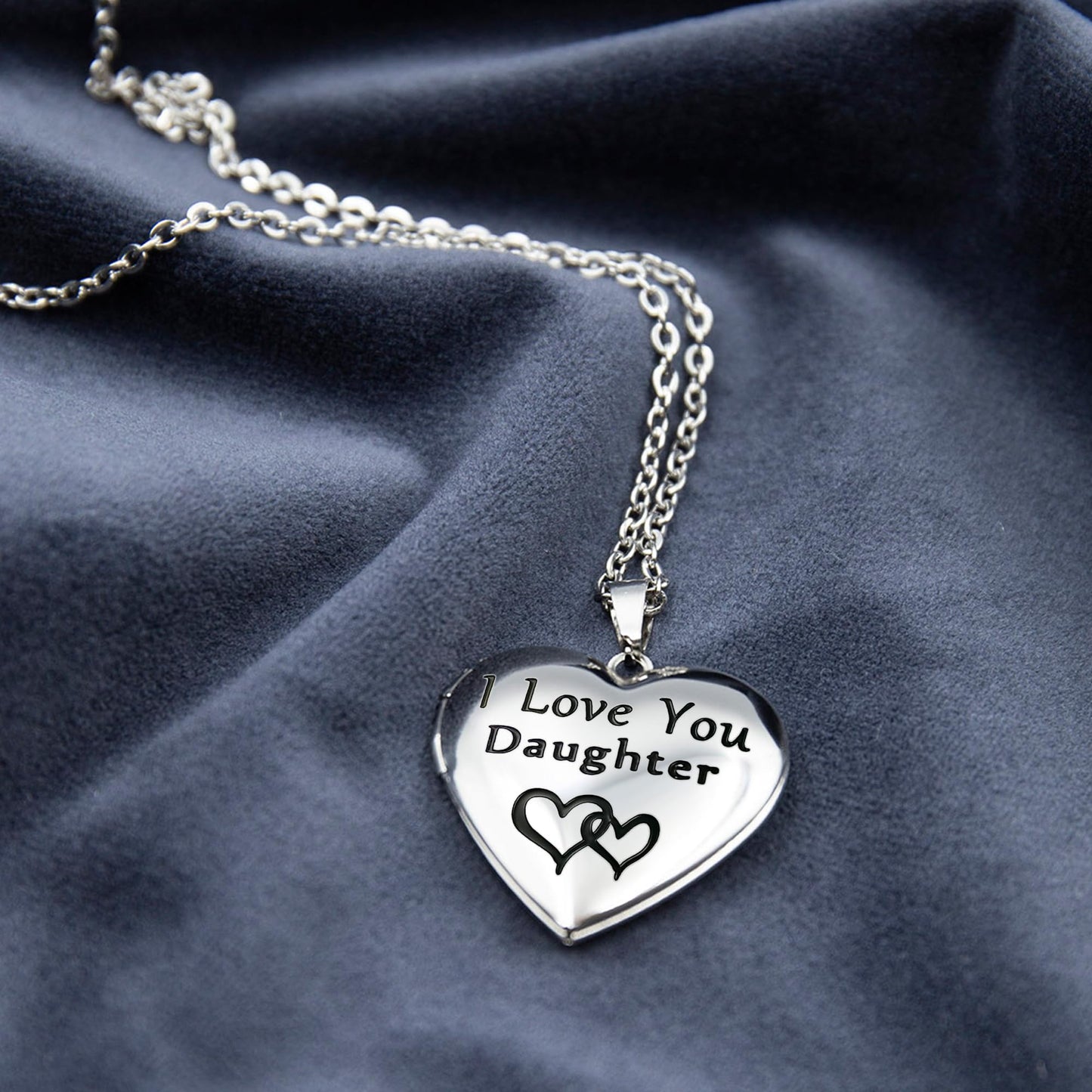 PHOCKSIN Silver Heart Locket Necklace That Holds Pictures Engraved I Love You Daughter Birthday Gifts For Daughter from Parents