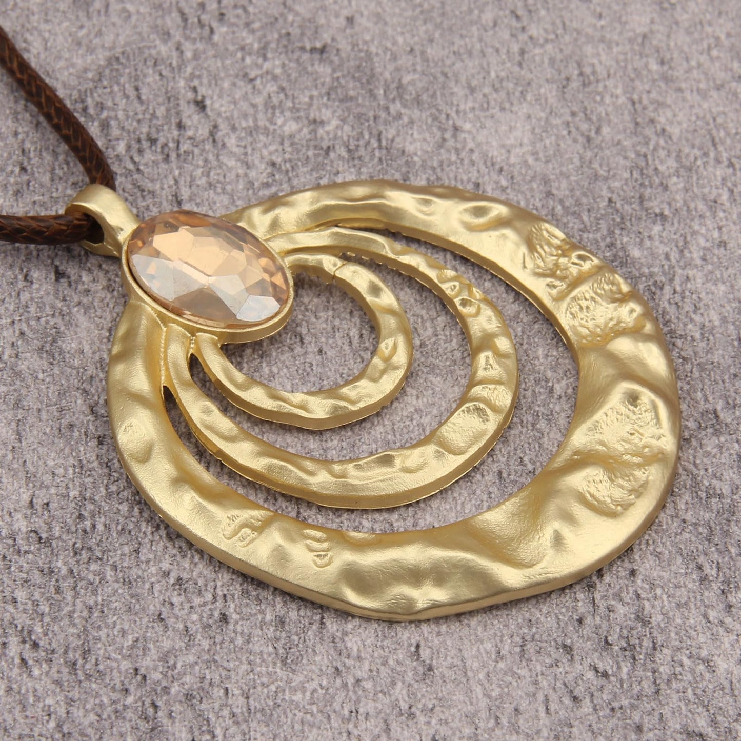 joymiao Boho Pendant Necklace for Women Long Chunky Statement Necklace with Large Gold Pendant Hippie Vintage Jewelry