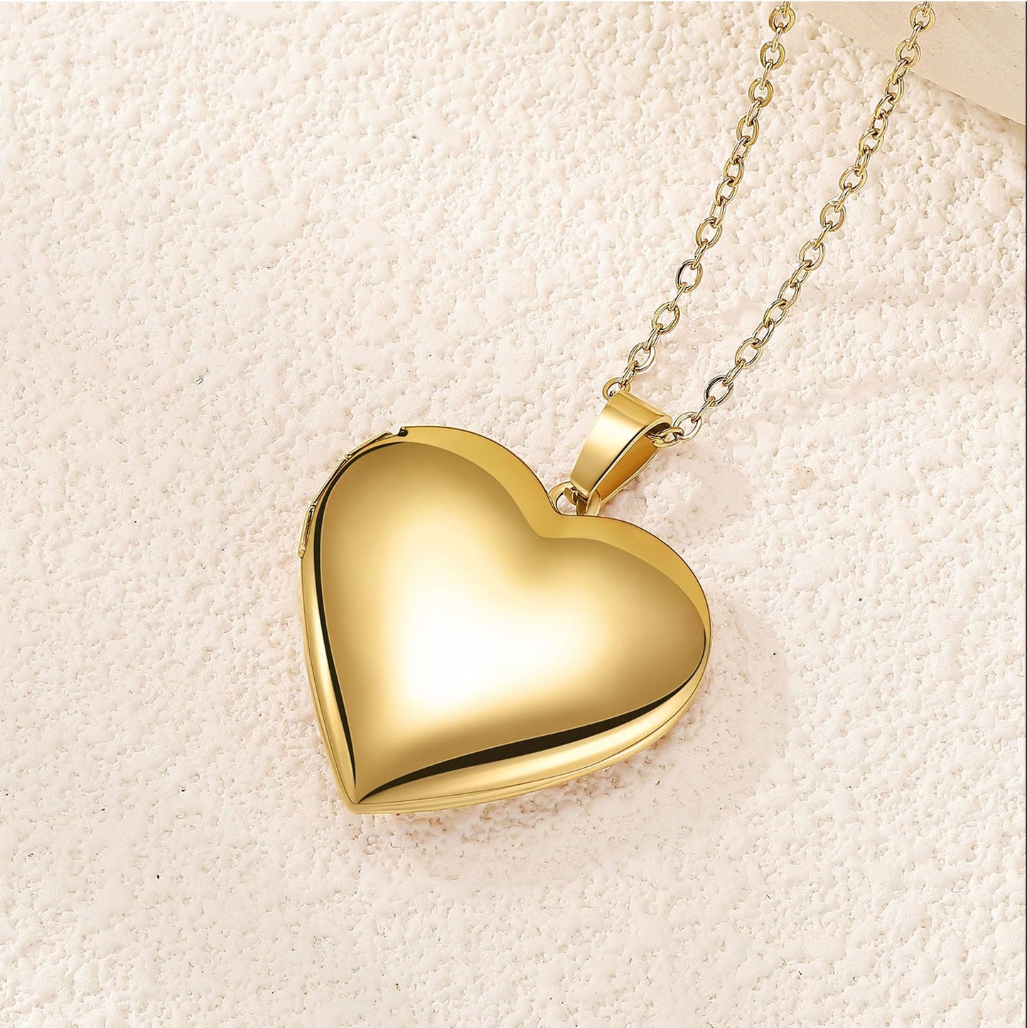 PHOCKSIN Gold Heart Lockets Necklace for Girlfriend Locket Necklaces that Holds 2 Pictures Memorial Lockets for Women