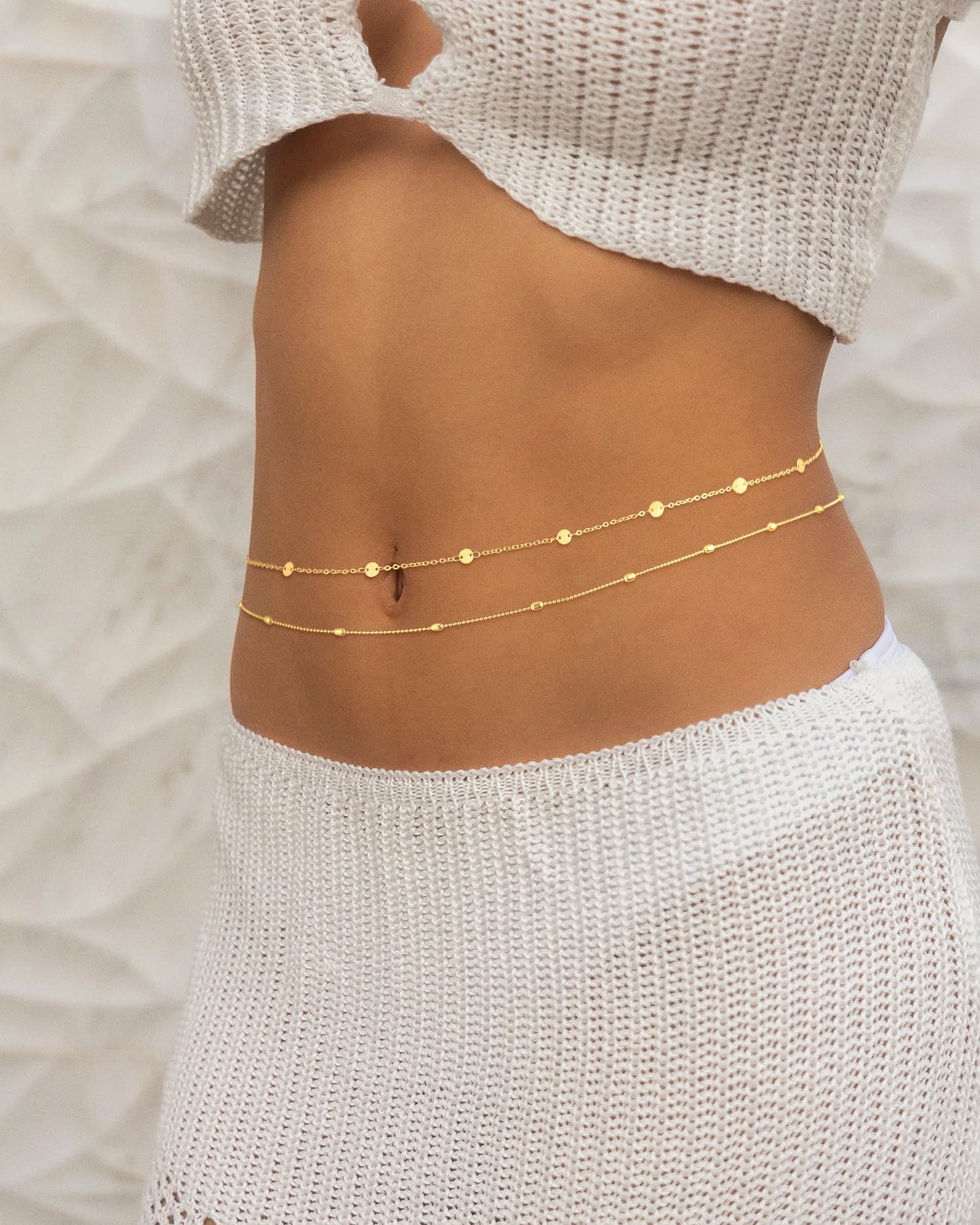VIROMY Gold Waist Chain for Women Waterproof Gold Belly Chain Body Beads Belt Chain Beach Body Women's Jewelry