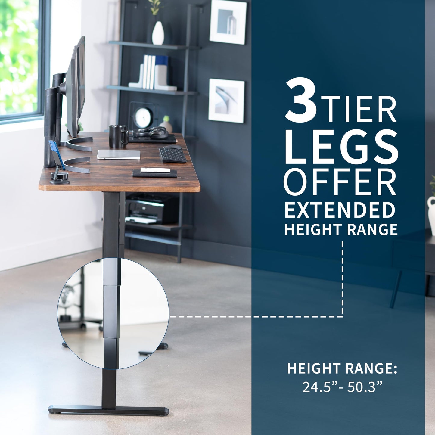VIVO Electric 83 x 30 in Dual Motor Sit Stand Desk, Memory Height Adjustment, 2B Series, Rustic Vintage Brown Top Black Frame, DESK-KIT-2B8N