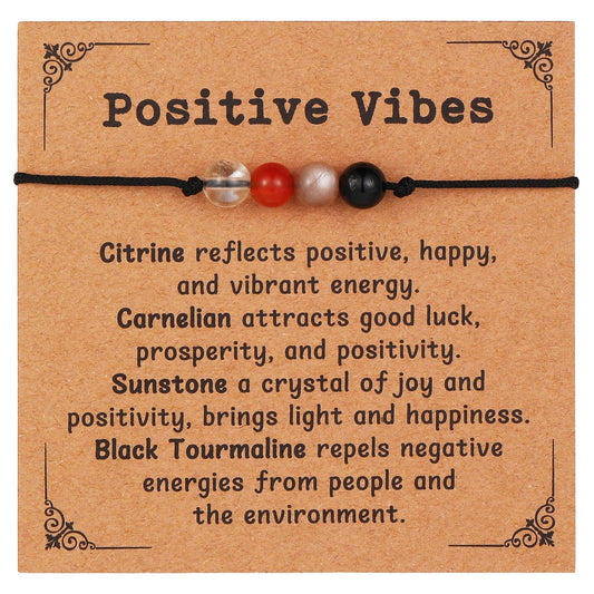 Korotho Positive Bracelet Energy Bracelets for Women Men, Positive Vibes No Negativity Spiritual Crystal Bead Bracelet Inspirational Healing Crystal Empath Protection Jewelry Gifts for Students