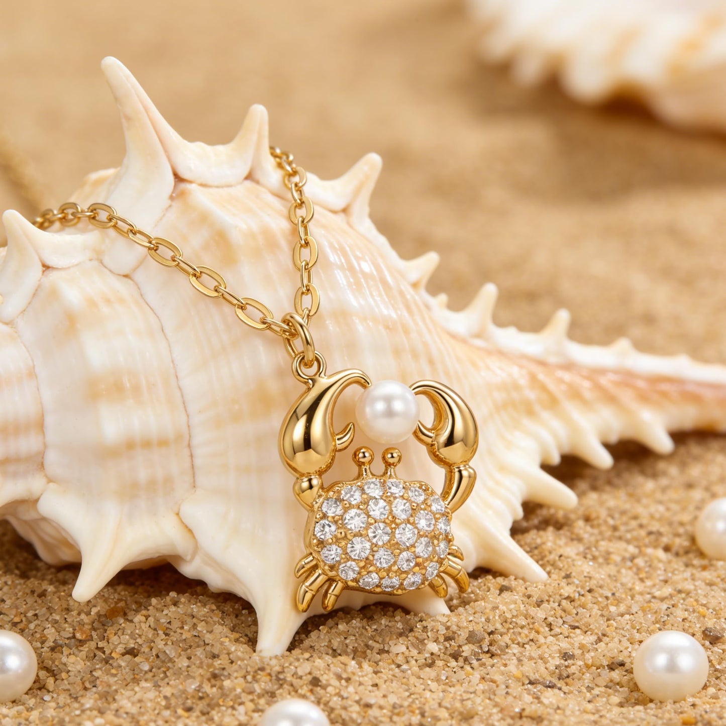 Dremmy Studios Dainty Necklace for Women 14K Gold Plated Crab Necklace Boho Summer Beach Coastal Pendnat Necklaces for Women Vacation Summer Jewelry Gift