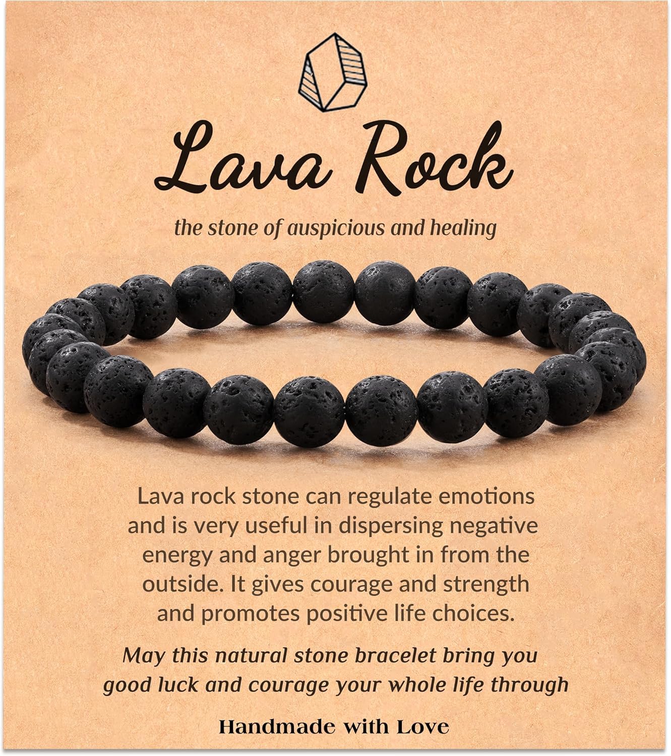 Seyaa Lava Rock Bracelet, Mens Bracelet, Crystal Beaded Bracelet Unisex, Inspirational Anniversary Christmas Birthday Valentines Day Gifts for Him Men Women